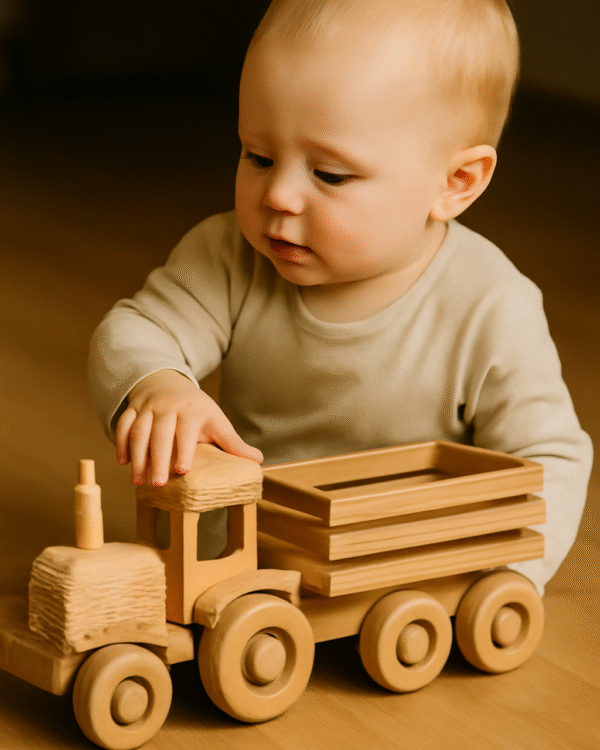 Timeless Play: A Baby's First Wooden Tractor Adventure