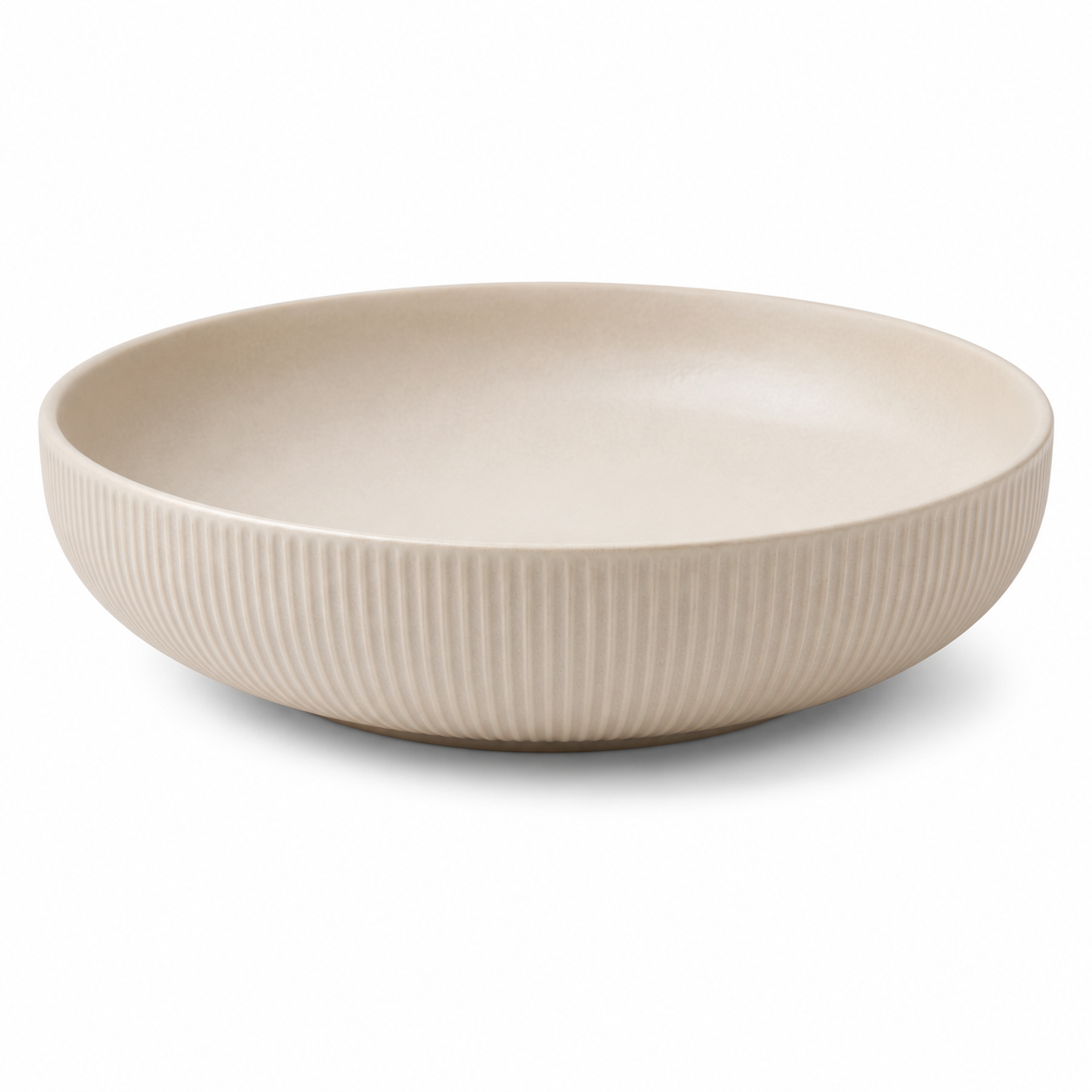 Libri e balocchi Ribbed Ceramic Pasta Bowl Set – Matte Beige Stoneware Serving Bowls for Soup, Salad & Pasta – Modern Minimal Dinnerware - Image 4