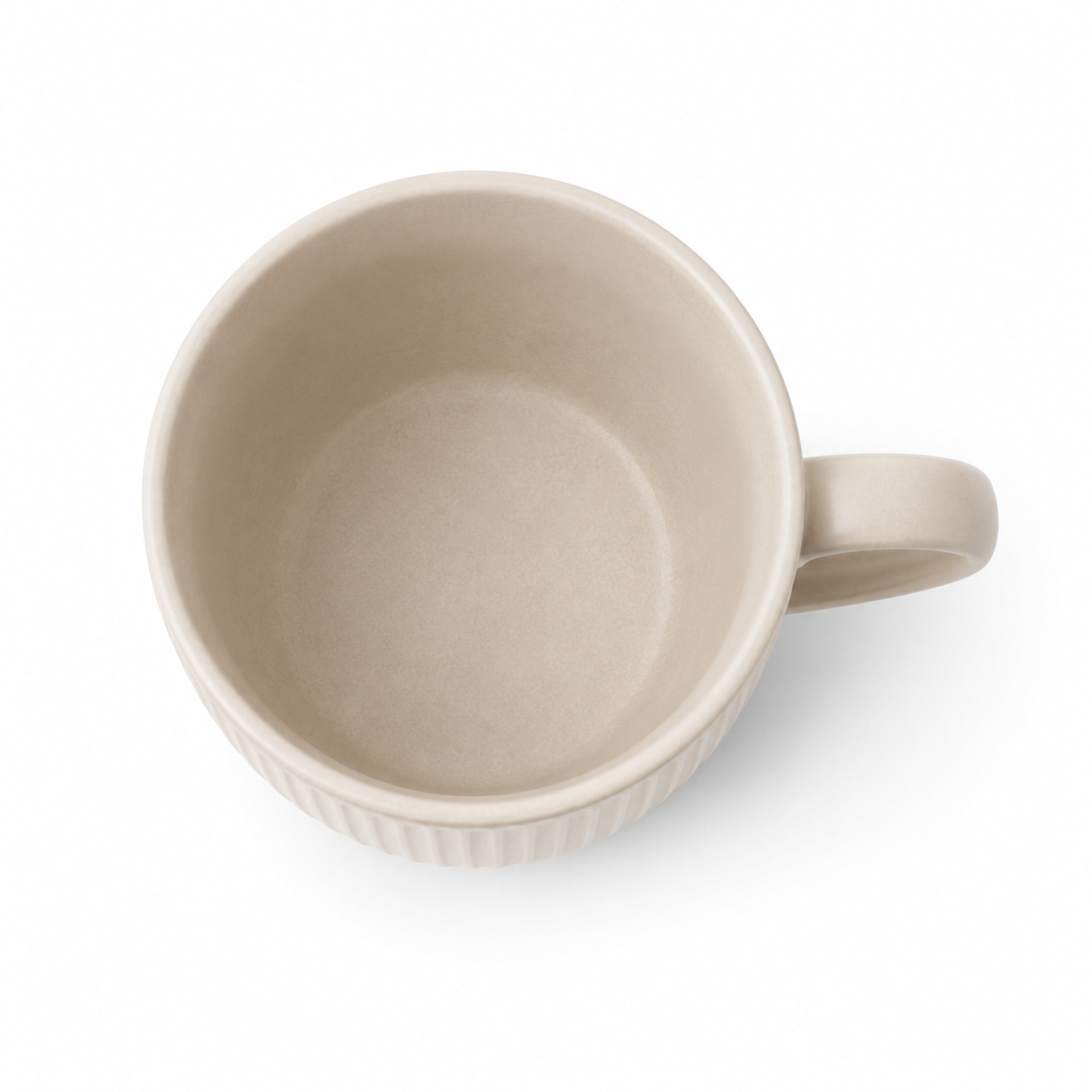 Libri e balocchi Ribbed Ceramic Coffee Mug Set – Matte Beige Stoneware Tea & Latte Cups with Handle – Modern Minimalist Drinkware - Image 3