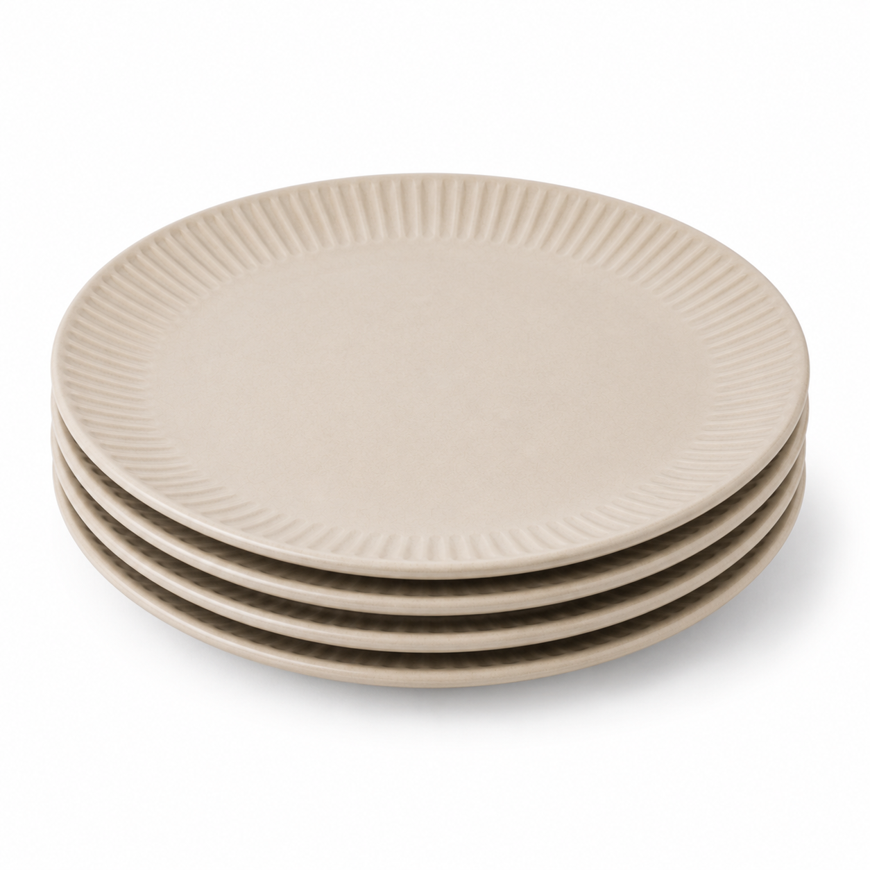 Libri e balocchi Ribbed Ceramic Dinner Plate Set – Matte Beige Stoneware Serving Plates for Everyday Dining – Modern Minimalist Tableware - Image 4