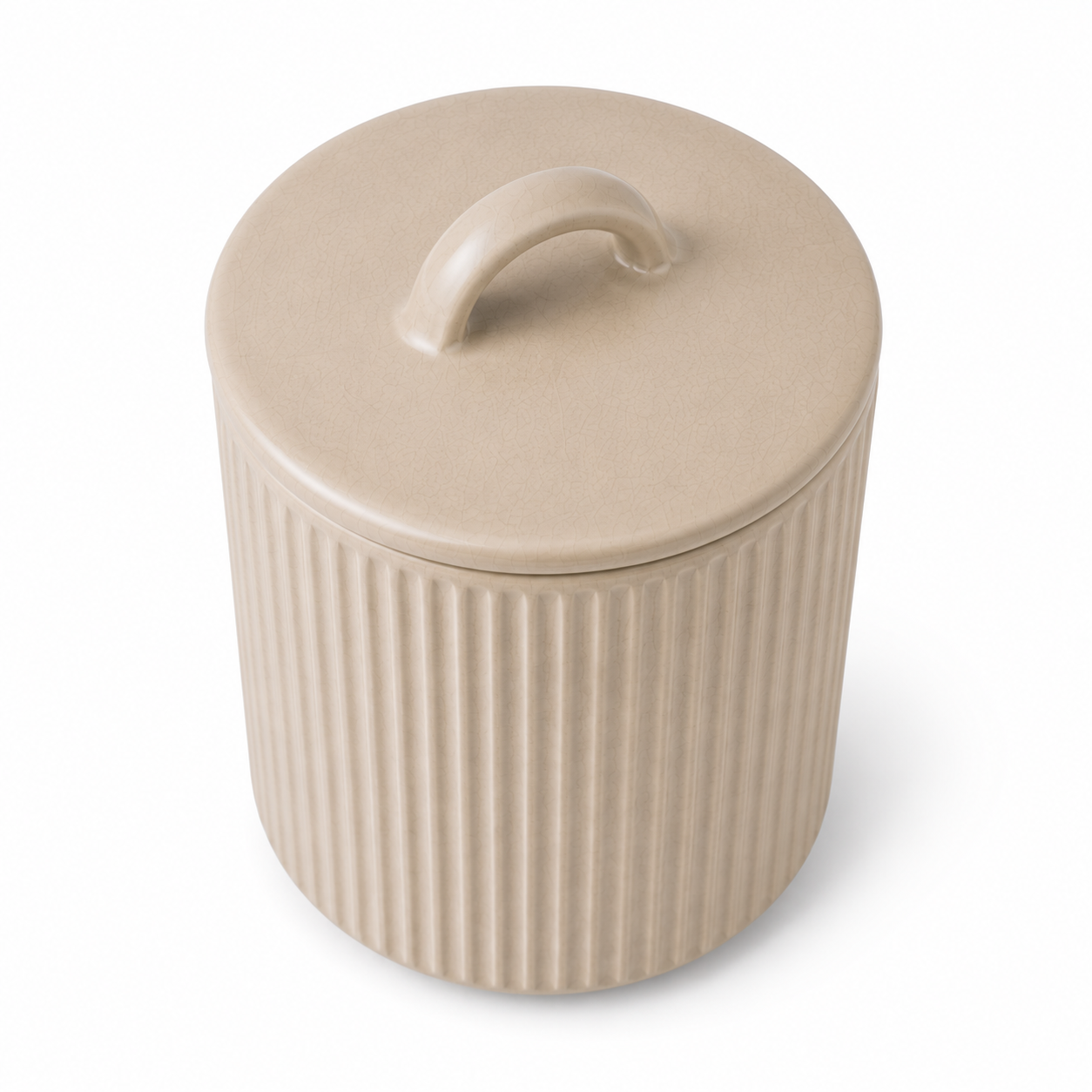 Libri e balocchi Ribbed Ceramic Storage Jar with Lid – Matte Beige Kitchen Canister for Coffee, Sugar & Tea – Modern Minimalist Countertop Container - Image 3