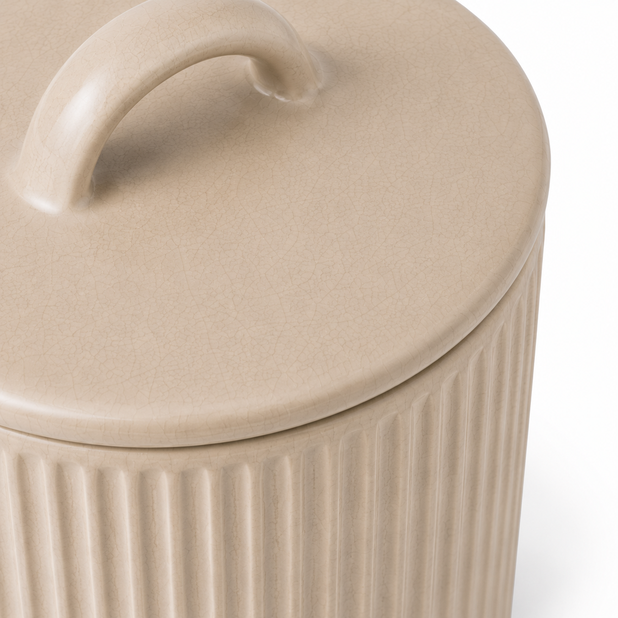 Libri e balocchi Ribbed Ceramic Storage Jar with Lid – Matte Beige Kitchen Canister for Coffee, Sugar & Tea – Modern Minimalist Countertop Container - Image 5