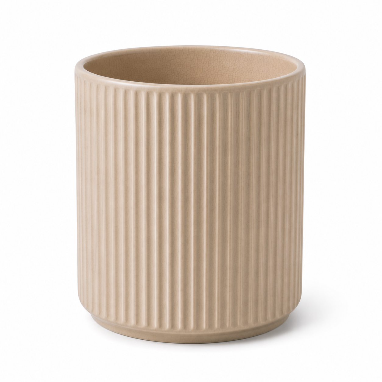Libri e balocchi Ribbed Ceramic Utensil Holder – Matte Beige Kitchen Counter Organizer for Cooking Tools & Cutlery – Modern Minimalist Storage Container - Image 5