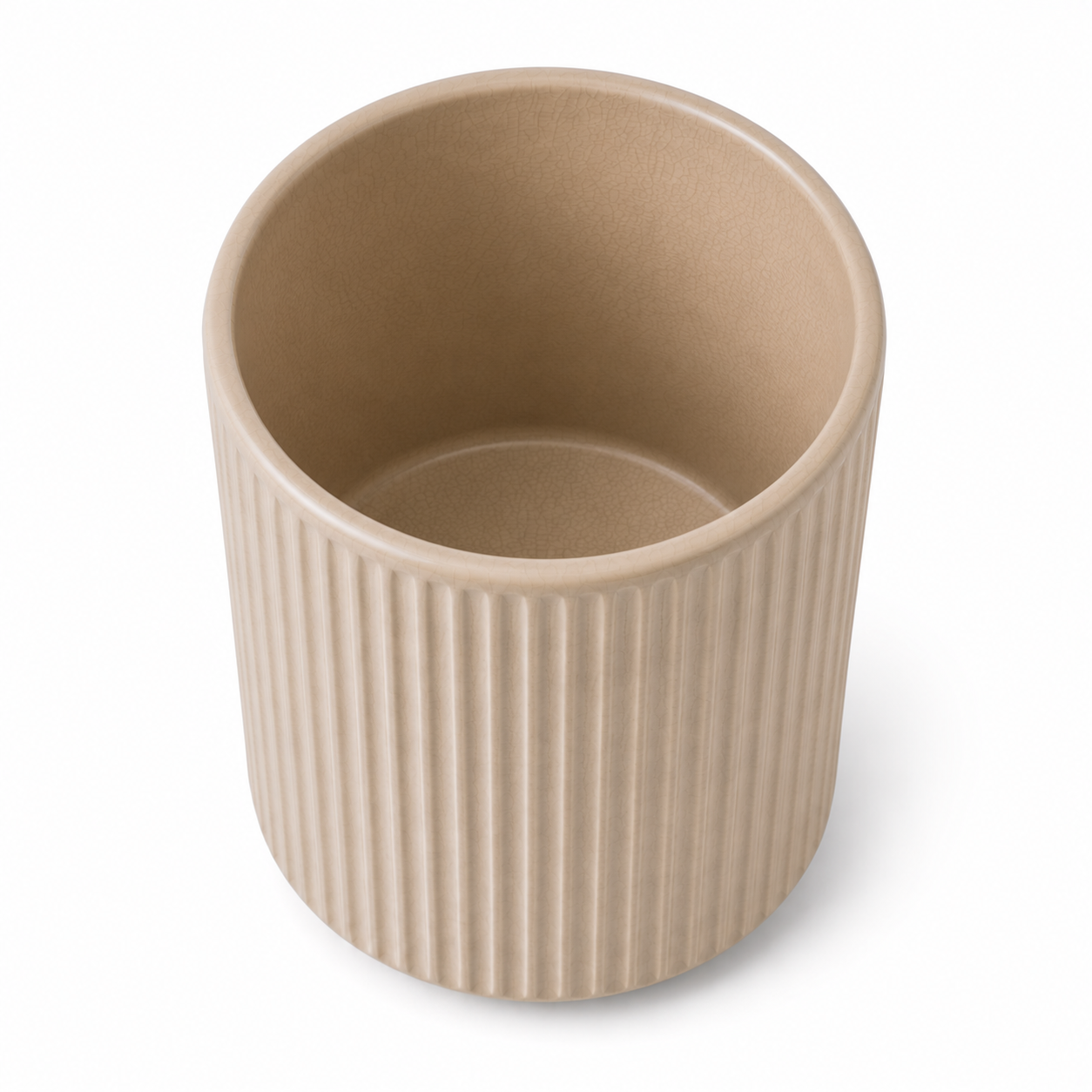 Libri e balocchi Ribbed Ceramic Utensil Holder – Matte Beige Kitchen Counter Organizer for Cooking Tools & Cutlery – Modern Minimalist Storage Container - Image 4